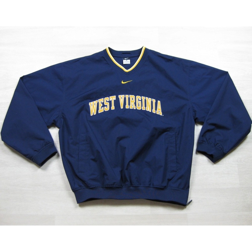 2000s Nike Team V-Neck Windshirt Mens (L) Windbreaker West Virginia Mountaineers